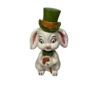 Vintage 1978 Ceramic Mold Hand Painted Dapper Easter Bunny Rabbit